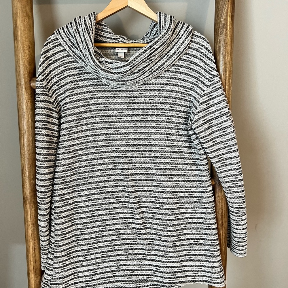 Mossimo Supply Co. Black & White Striped Cowl Neck Sweater